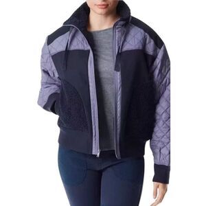 Womens Large Canvas Quilted Trim Full Zip Bomber Jacket $129 Bass Outdoor NWT